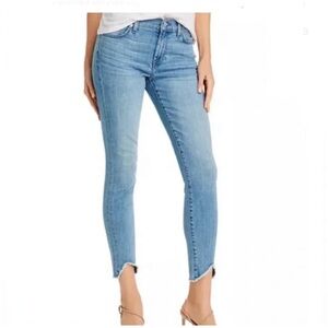 7 For All Mankind The Ankle Skinny Jeans Frayed Wave Hem Sz 26 x 26 Light Wash